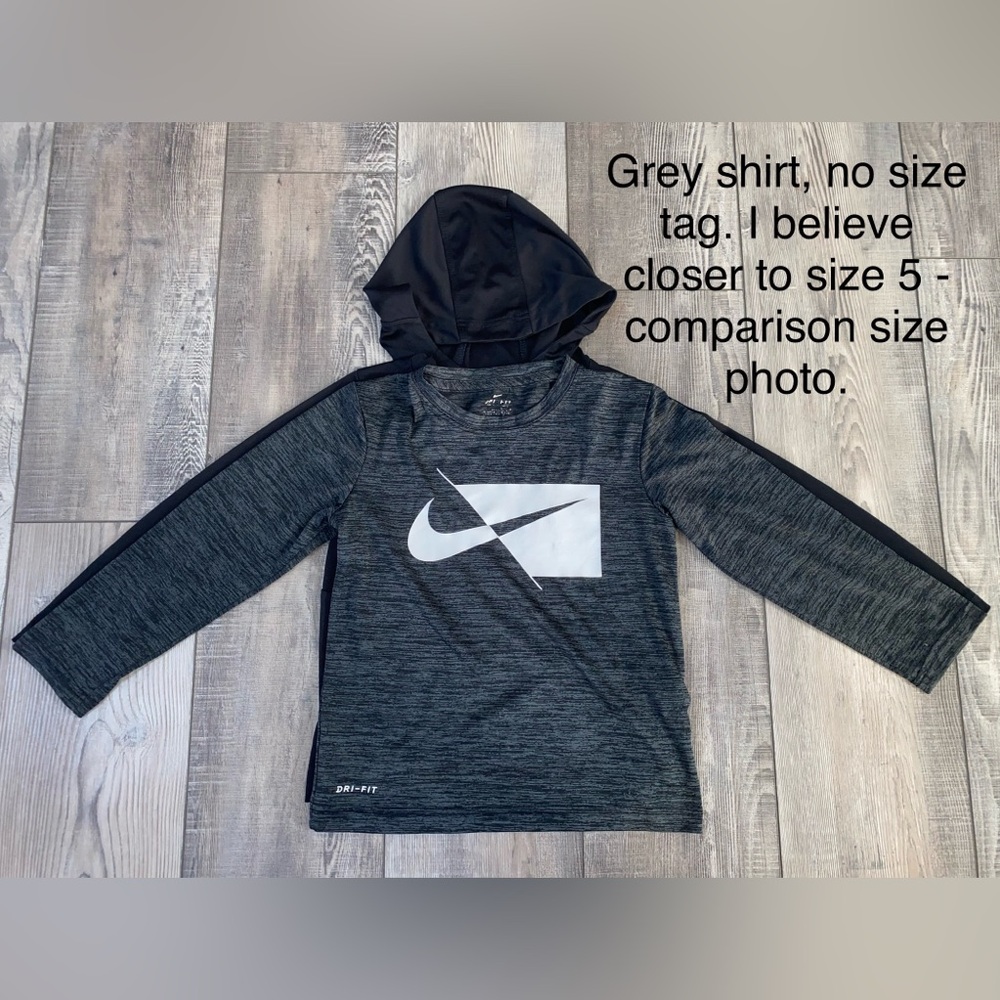 Nike Grey Dri Fit Black Orange Swoosh Logo Long Sleeve Shirts Tee Boy’s Size 5 - Picture 13 of 13